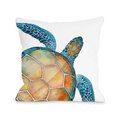 One Bella Casa One Bella Casa 74981PL16 Oversized Sea Turtle Pillow; Blue - 16 x 16 in. 74981PL16